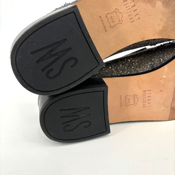 Stuart Weitzman Womens 7 Leather Colorblock Pattern Metallic Gold Silver Loafers - Picture 16 of 16